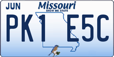 MO license plate PK1E5C