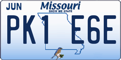 MO license plate PK1E6E