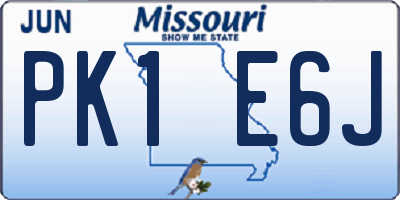 MO license plate PK1E6J