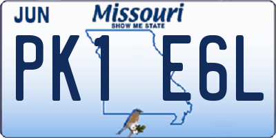 MO license plate PK1E6L