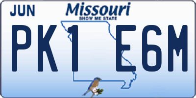 MO license plate PK1E6M