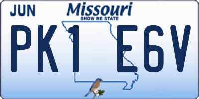 MO license plate PK1E6V