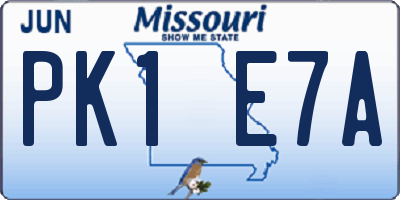 MO license plate PK1E7A