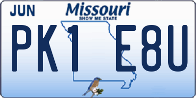 MO license plate PK1E8U