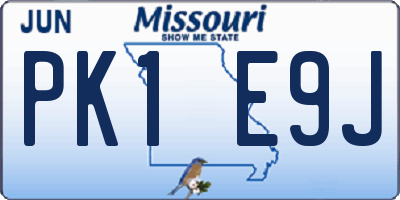 MO license plate PK1E9J