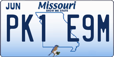 MO license plate PK1E9M