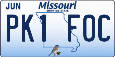 MO license plate PK1F0C