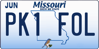 MO license plate PK1F0L