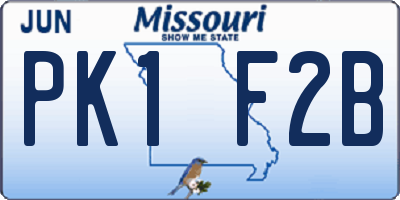 MO license plate PK1F2B