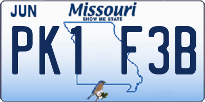 MO license plate PK1F3B