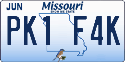 MO license plate PK1F4K