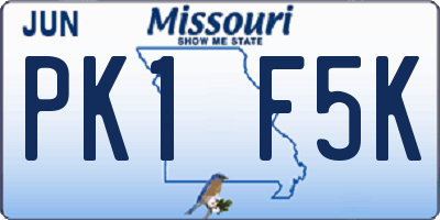 MO license plate PK1F5K