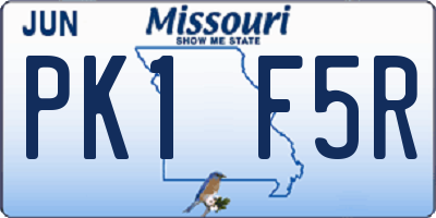 MO license plate PK1F5R