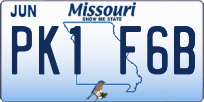 MO license plate PK1F6B