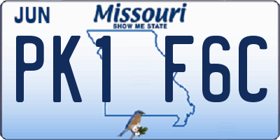MO license plate PK1F6C