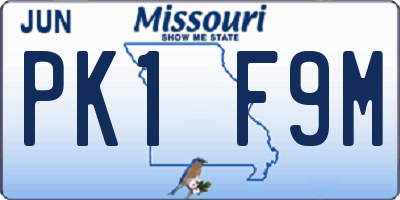 MO license plate PK1F9M