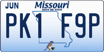 MO license plate PK1F9P