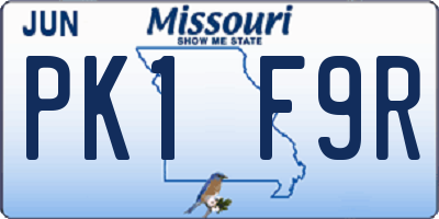 MO license plate PK1F9R