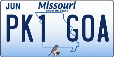 MO license plate PK1G0A