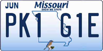 MO license plate PK1G1E