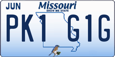 MO license plate PK1G1G