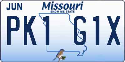 MO license plate PK1G1X