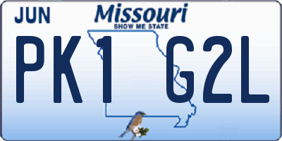 MO license plate PK1G2L