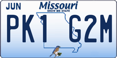 MO license plate PK1G2M