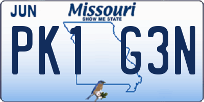 MO license plate PK1G3N