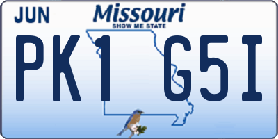MO license plate PK1G5I