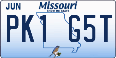 MO license plate PK1G5T