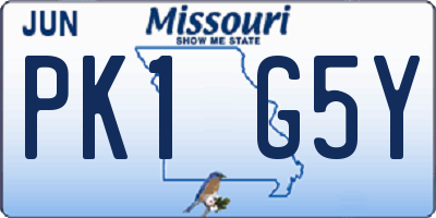 MO license plate PK1G5Y