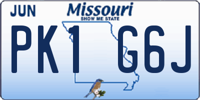 MO license plate PK1G6J
