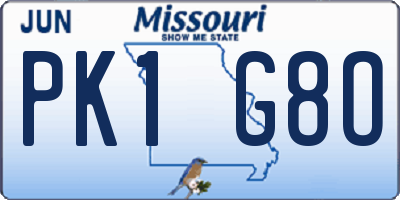 MO license plate PK1G8O