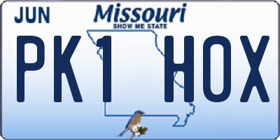MO license plate PK1H0X