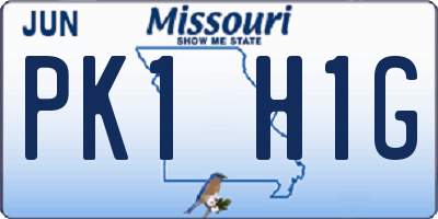 MO license plate PK1H1G