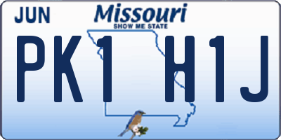 MO license plate PK1H1J