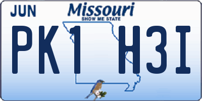 MO license plate PK1H3I