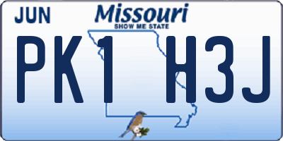 MO license plate PK1H3J
