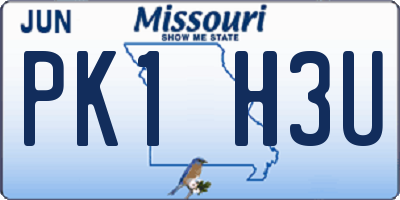 MO license plate PK1H3U
