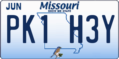 MO license plate PK1H3Y