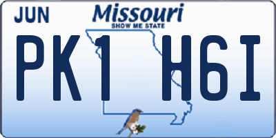 MO license plate PK1H6I