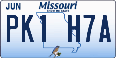MO license plate PK1H7A