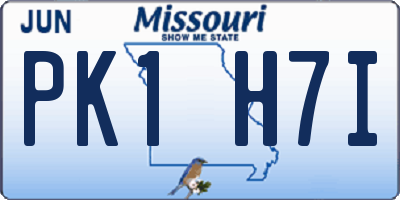 MO license plate PK1H7I