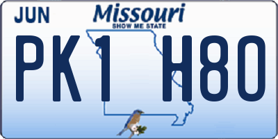 MO license plate PK1H8O