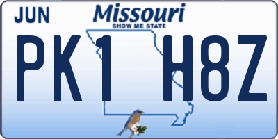 MO license plate PK1H8Z