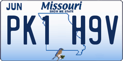 MO license plate PK1H9V