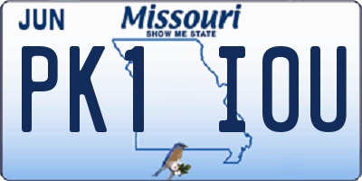 MO license plate PK1I0U