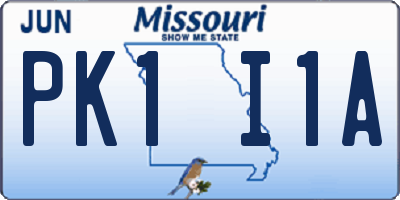 MO license plate PK1I1A