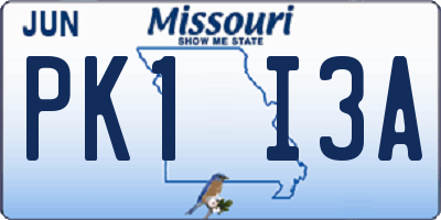 MO license plate PK1I3A